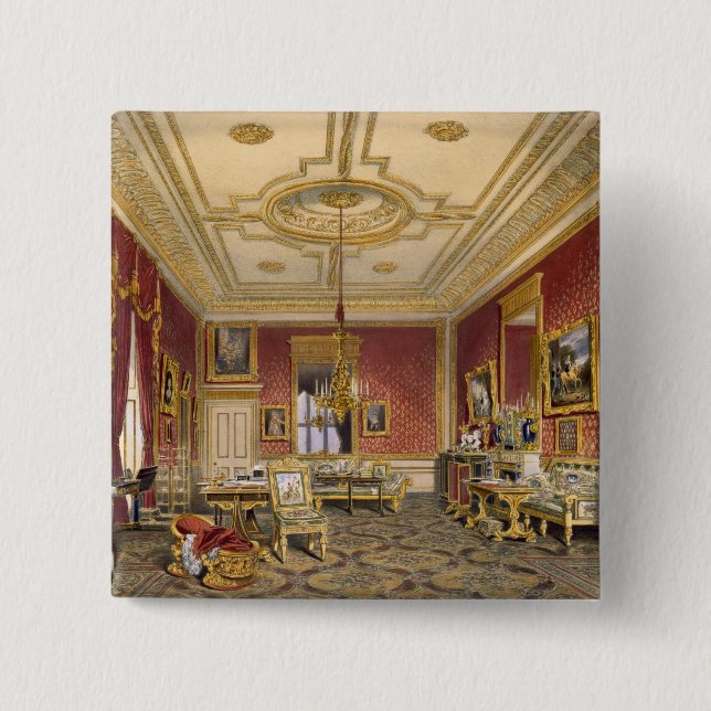 The Queen's Private Sitting Room, Windsor Castle, 2 Inch Square Button (Front)
