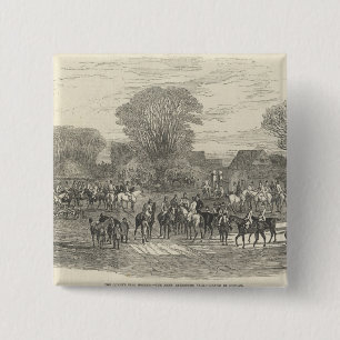 The Queen's Stag Hounds: The Meet, Aylesbury 2 Inch Square Button