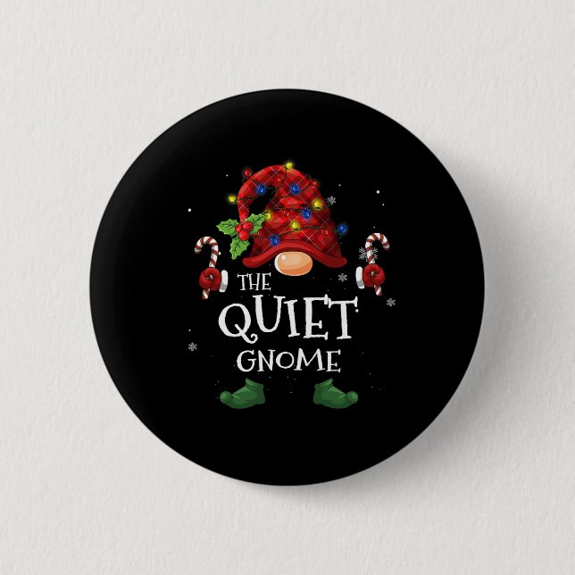 The Quiet Gnome Buffalo Plaid Christmas Tree Light 2 Inch Round Button (Front)