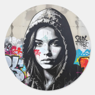 The Quiet Observer – Hooded Figure Classic Round Sticker