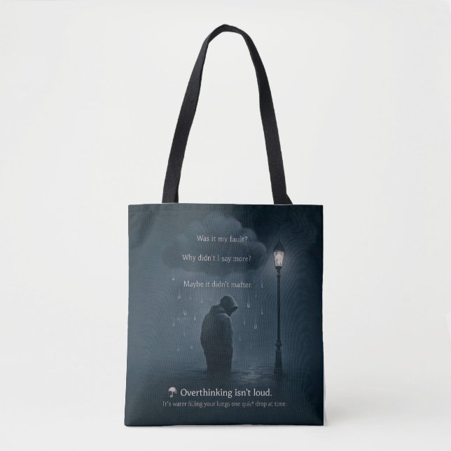 The Quiet Spiral – Realistic Overthinking Tee Tote Bag (Front)