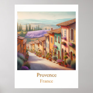 The Quiet Village Provence in Watercolor  Poster
