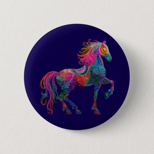 The Quilted Horse 2 Inch Round Button (Front)
