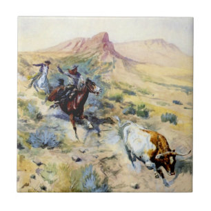 “The Quitter” Western Art by Charles M Russell Tile