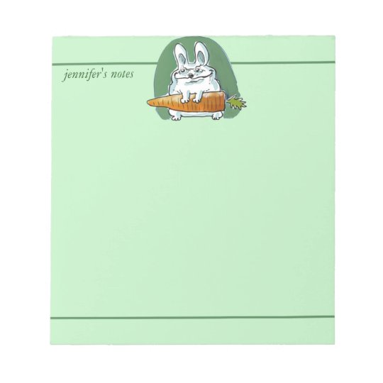 the rabbit holds carrot cartoon customizable notepad
