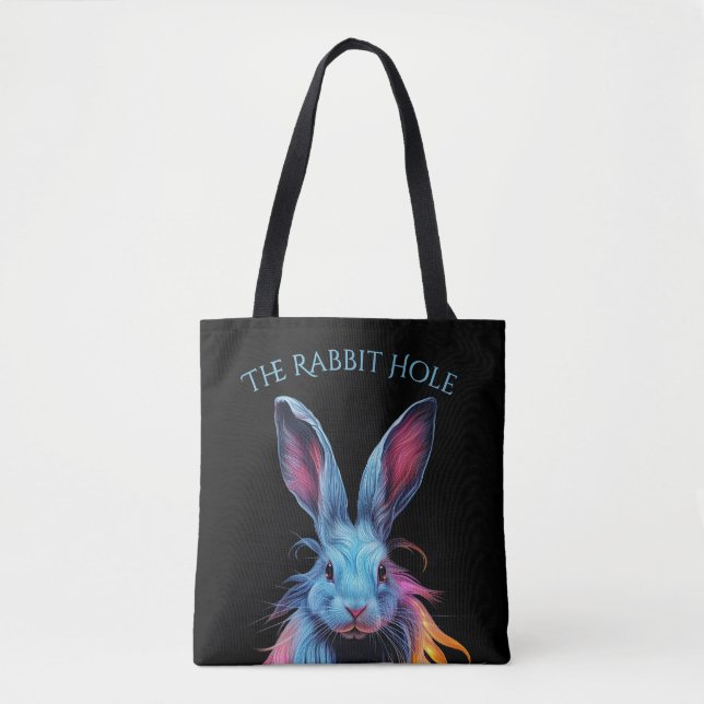 The Rabbit Hole Blue Rabbit on Fire  Tote Bag (Front)