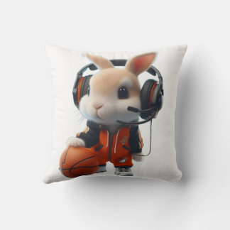 The Rabbit playing Basket Ball Throw Pillow