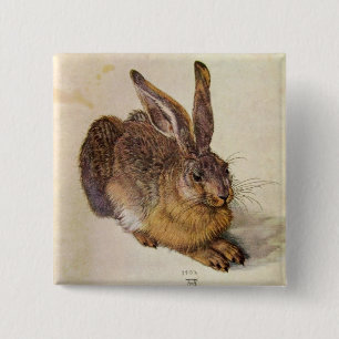 THE RABBIT ( Young Hare ) 2 Inch Square Button