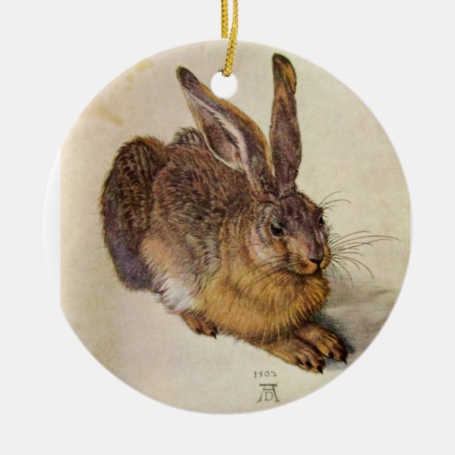 THE RABBIT ( Young Hare ) Ceramic Ornament (Front)