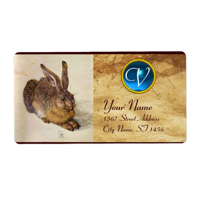 THE RABBIT ( Young Hare ) Monogram Blue Sapphire (Front)