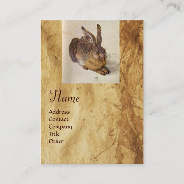 THE RABBIT ( Young Hare ) Monogram Business Card (Front)