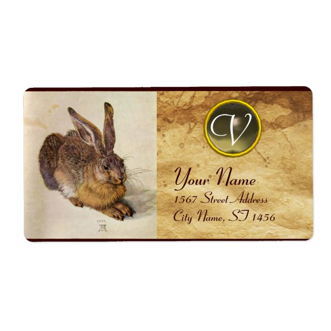 THE RABBIT ( Young Hare ) Monogram Grey Agate (Front)
