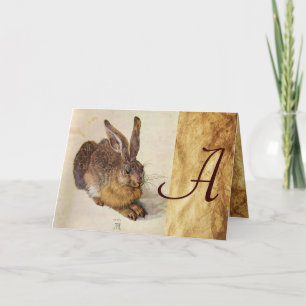 THE RABBIT ( Young Hare ) Monogram Note Card