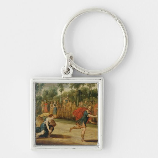 The Race of Atalanta and Hippomenes (oil on panel) Keychain (Front)