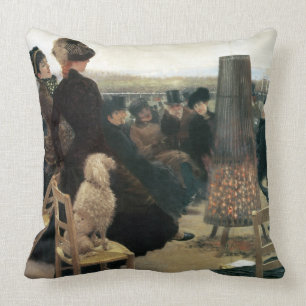 The Races at Auteuil, part of a triptych (oil on c Throw Pillow