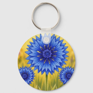 The Radiant Petal Cornflower Keychain