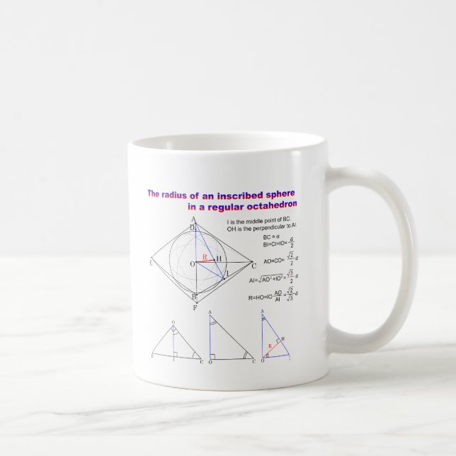 The radius of an inscribed sphere in octahedron coffee mug (Right)