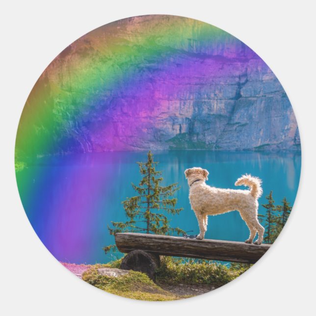 The Rainbow Bridge Poem, In Memory of a Pet... Classic Round Sticker (Front)