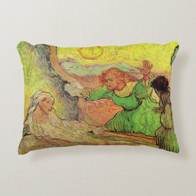 The Raising of Lazarus by Vincent van Gogh Accent Pillow (Front)