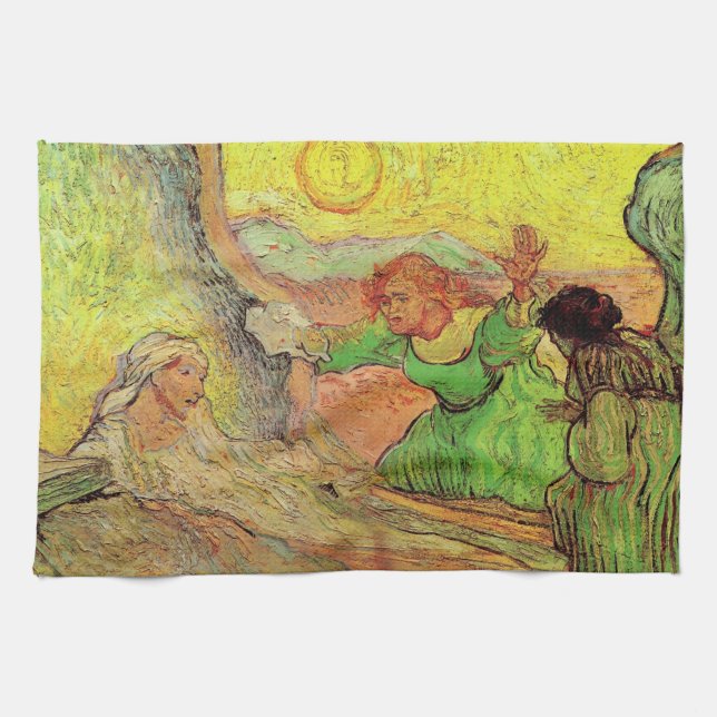 The Raising of Lazarus by Vincent van Gogh Kitchen Towel (Horizontal)