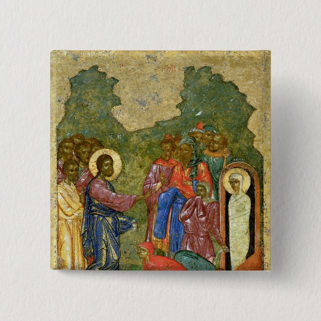 The Raising of Lazarus, Russian icon 2 Inch Square Button (Front)