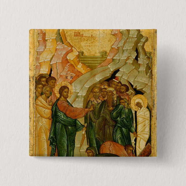 The Raising of Lazarus, Russian icon 2 Inch Square Button (Front)