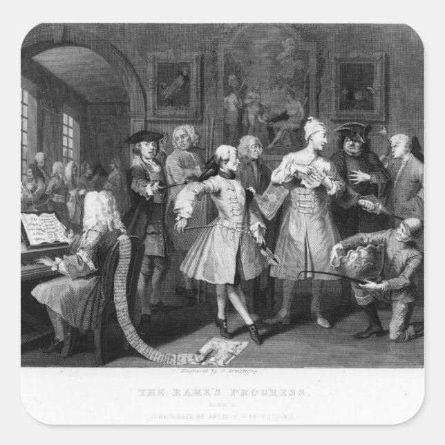 The Rake's Levee, plate II Square Sticker (Front)