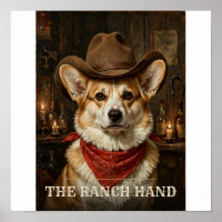 The Ranch Hand Corgi Vintage Western Pet Portrait