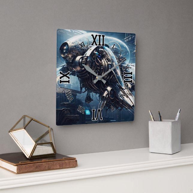 The Raspian Dynamorph Drone AI Art by Xzendor7 Square Wall Clock (Office)