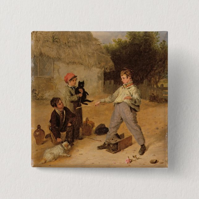 The Rat Trap (oil on panel) 2 Inch Square Button (Front)