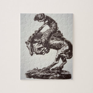 The Rattlesnake, 1905 (bronze) (b/w photo) Jigsaw Puzzle