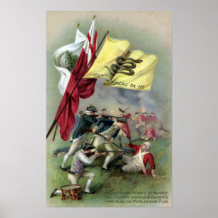 The Rattlesnake Flag at Bunker Hill Battle Poster
