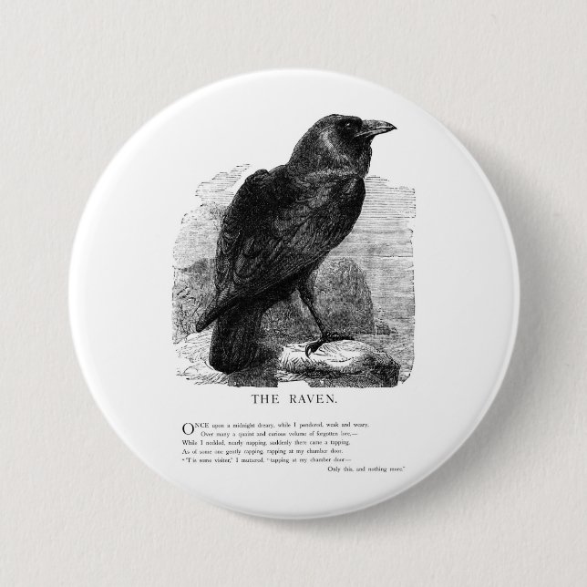 The Raven by Edgar Allen Poe 3 Inch Round Button (Front)