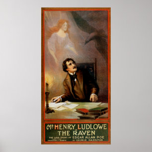 “The Raven” Edgar Allan Poe ~ Henry Ludlowe 1908 Poster
