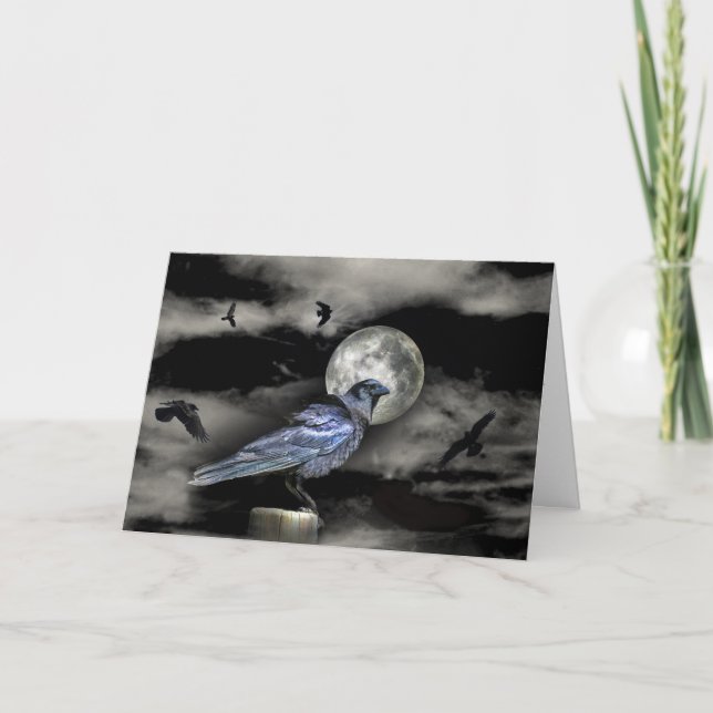 The Raven Edgar Allen Poe Halloween Card (Front)