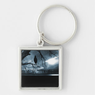 The Raven - Nevermore Sunbeams & Tree Blue Keychain