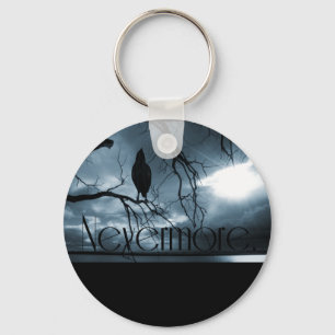 The Raven - Nevermore Sunbeams & Tree Blue Keychain