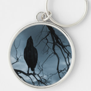 The Raven - Nevermore Sunbeams & Tree Blue Keychain