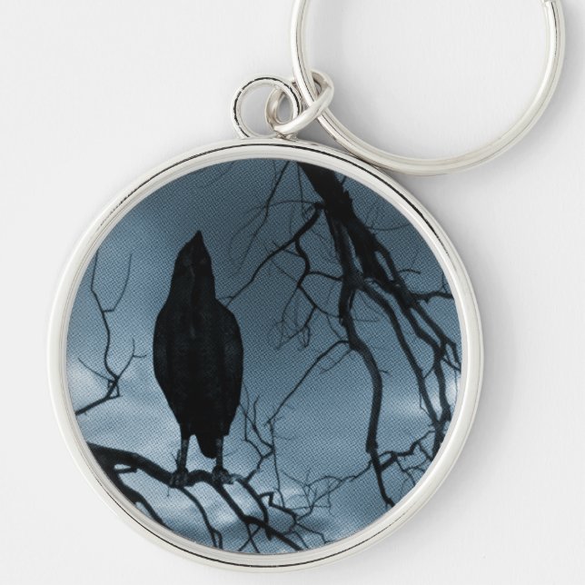 The Raven - Nevermore Sunbeams & Tree Blue Keychain (Front)