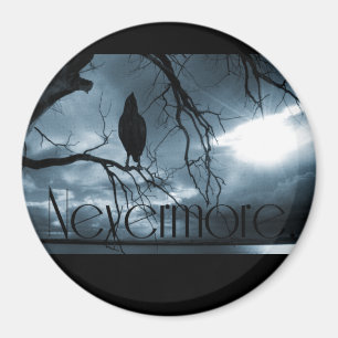 The Raven - Nevermore Sunbeams & Tree Blue Magnet