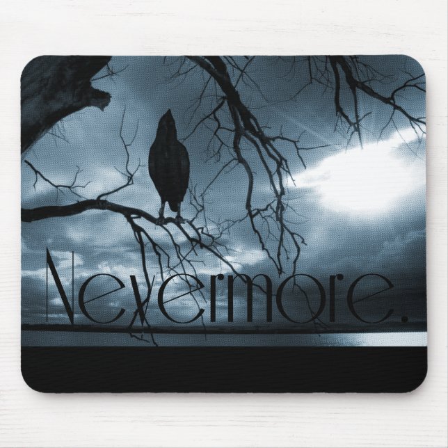 The Raven - Nevermore Sunbeams & Tree Blue Mouse Pad (Front)
