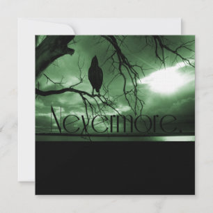 The Raven - Nevermore Sunbeams Tree - Green Invitation