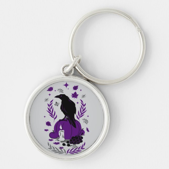 The Raven of Autumn Gothic Keychain (Front)