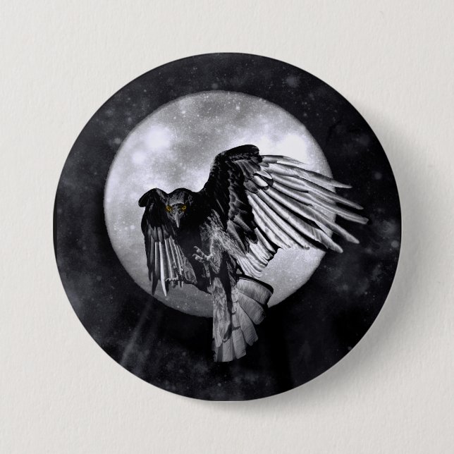 The Raven or Crow 3 Inch Round Button (Front)