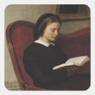 The Reader, 1861 Square Sticker