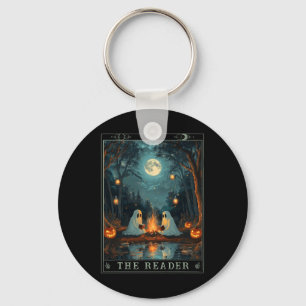 The Reader Bookish Cute Spooky Ghost Reading Book  Keychain