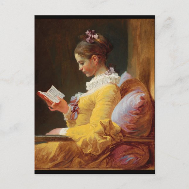 The Reader French Girl in Yellow Dress Postcard (Front)