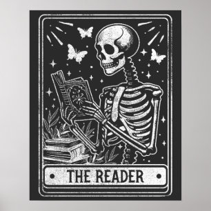 The Reader Skeleton Reading Booklover Halloween Poster