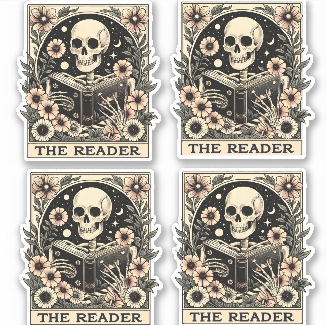 The Reader Skeleton Tarot Card (Front)