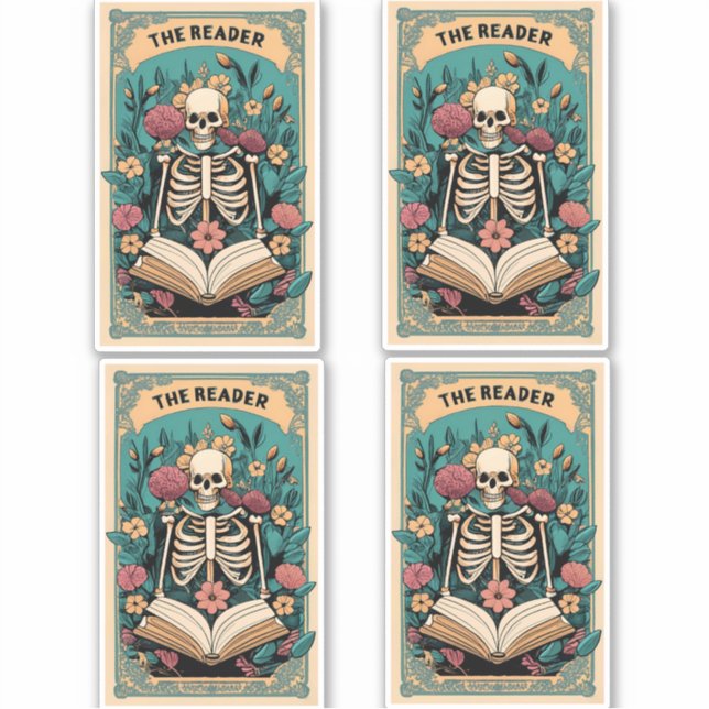 The Reader Skeleton Tarot Card (Front)